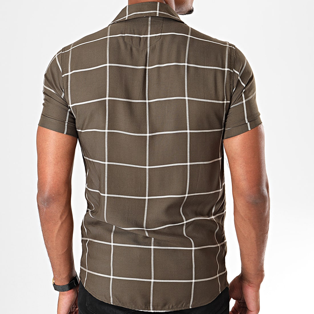 MTX - Chemise Manches Courtes A Carreaux PB006 Vert Kaki ...