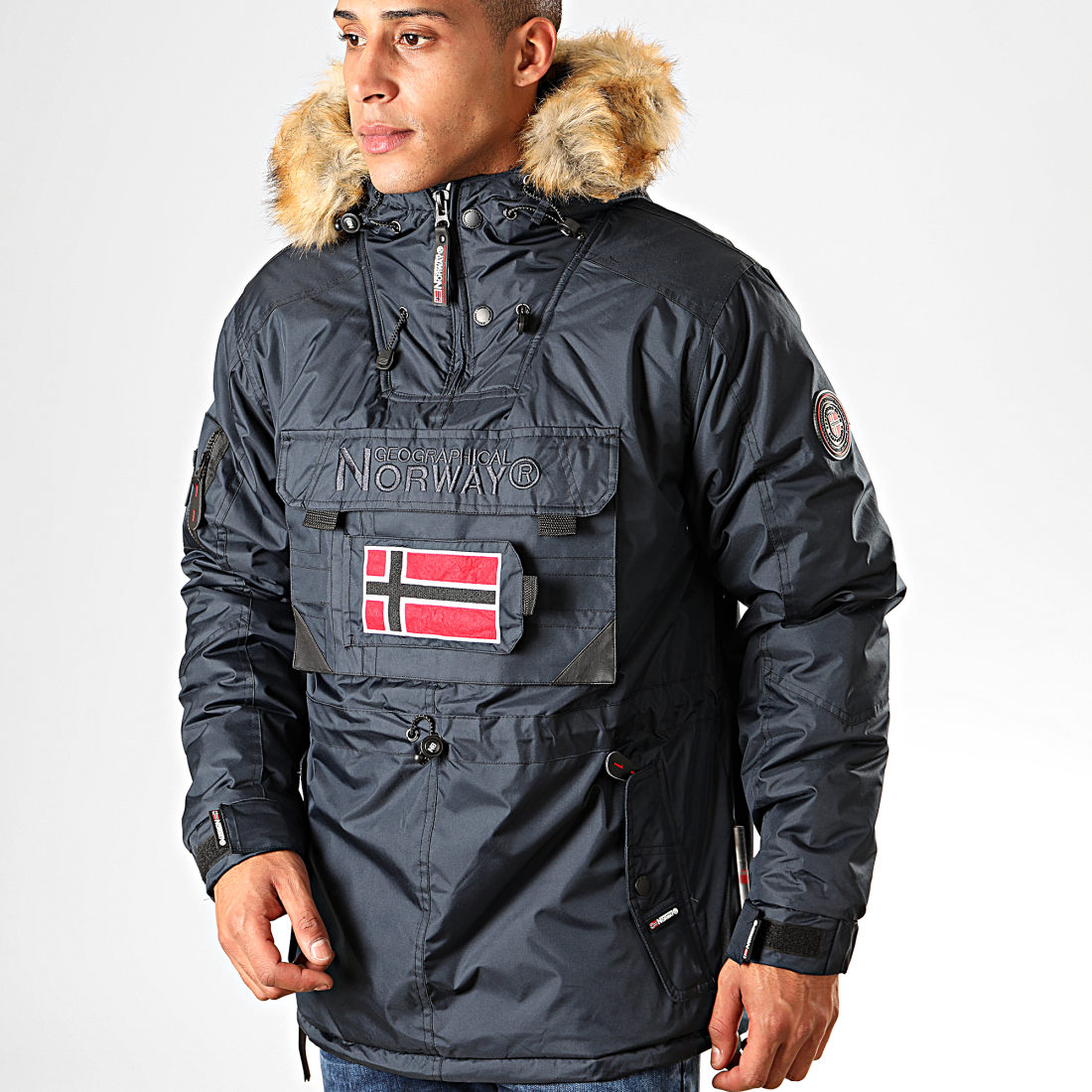 Geographical Norway Parka Fourrure Barbier Bleu Marine