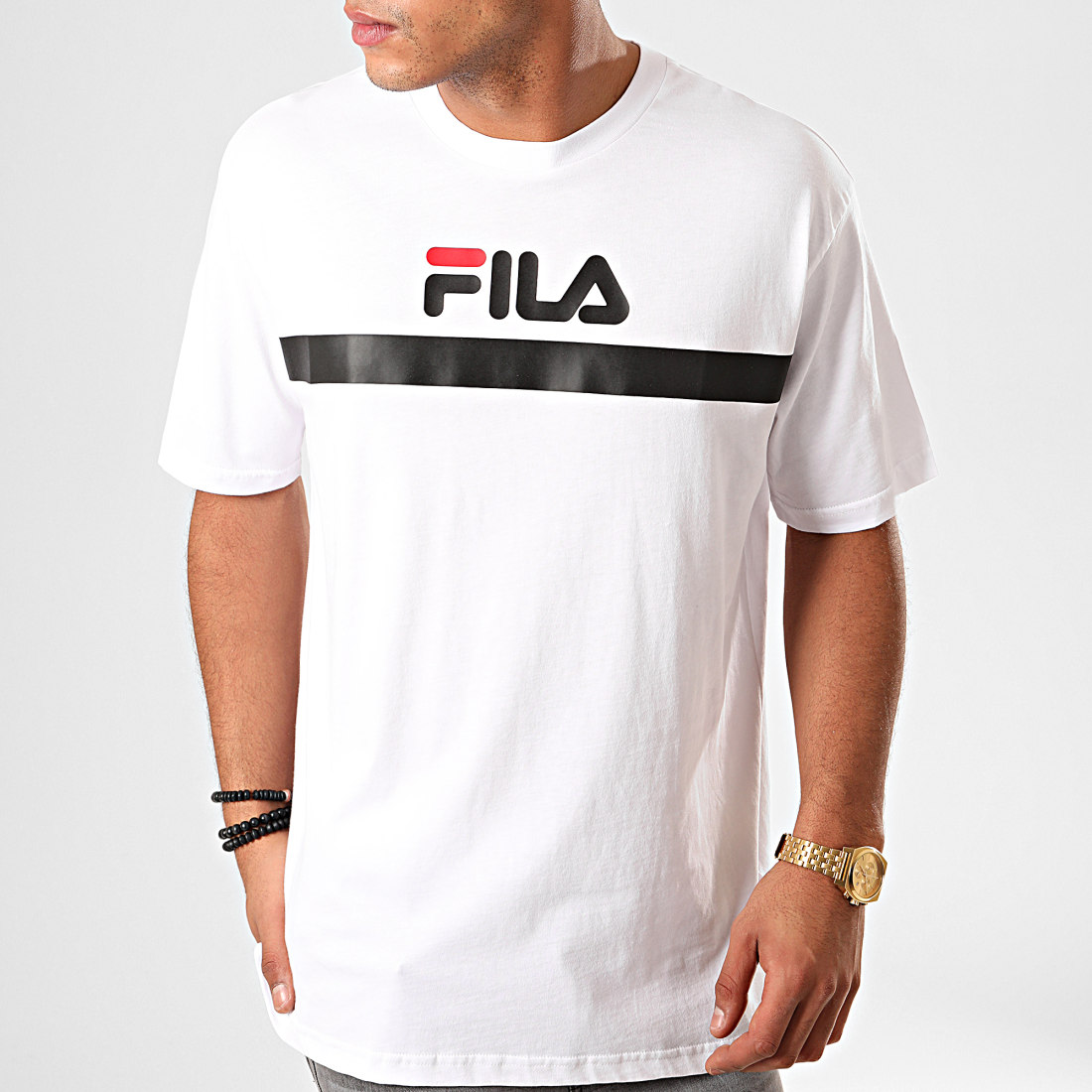 Fila - Tee Shirt Anatoli 687231 Blanc Noir ...
