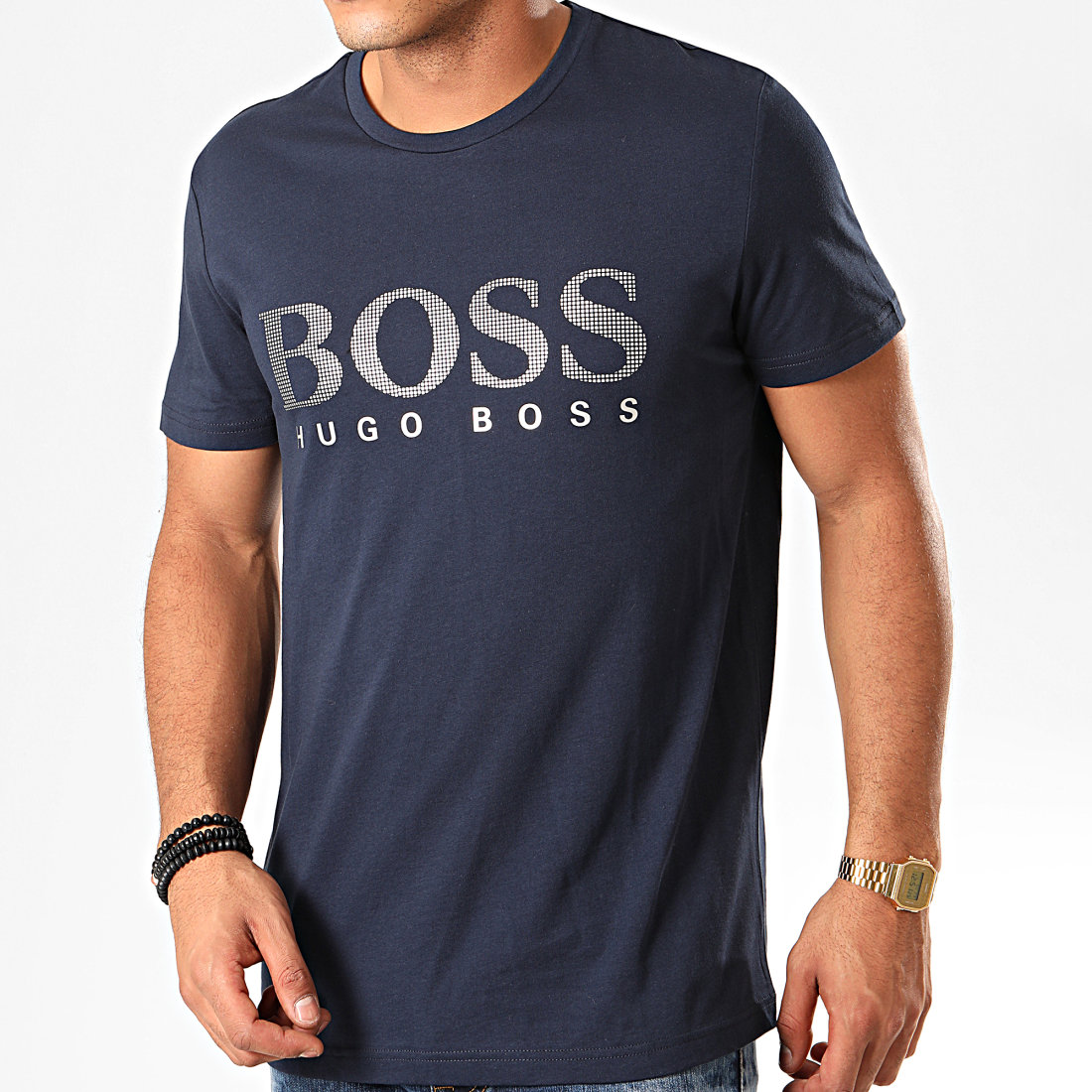 Hugo Boss Tee Shirt RN Special 50420866 Bleu Marine Argenté