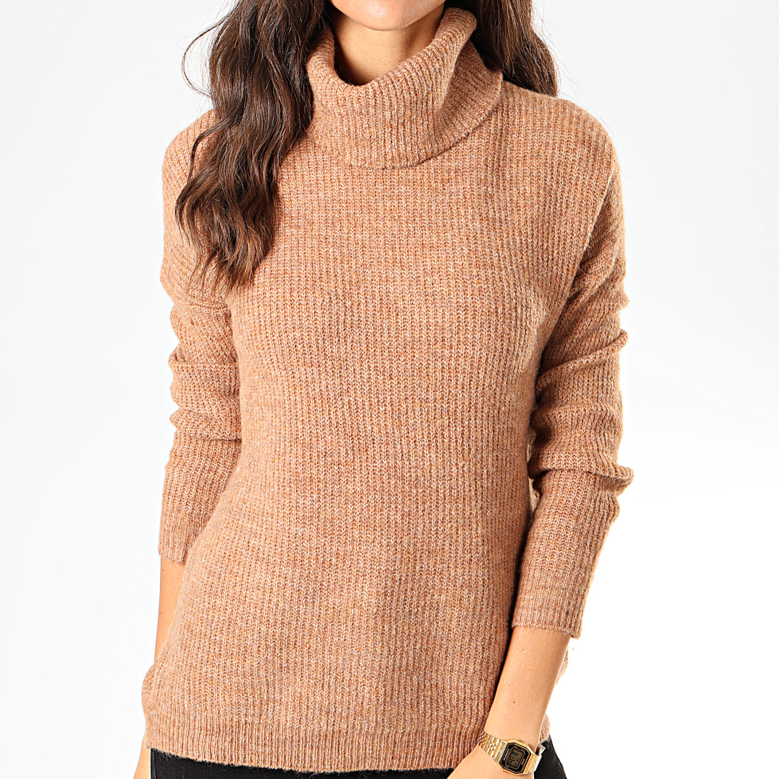 Only - Pull Col Roulé Femme Mirna Marron Chiné ...
