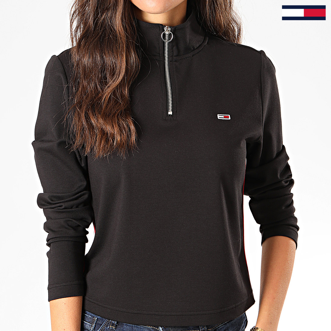 Bleu Marine Sweat ZippÃ© Femme Tommy Hilfiger Sweat Tommy Hilfiger