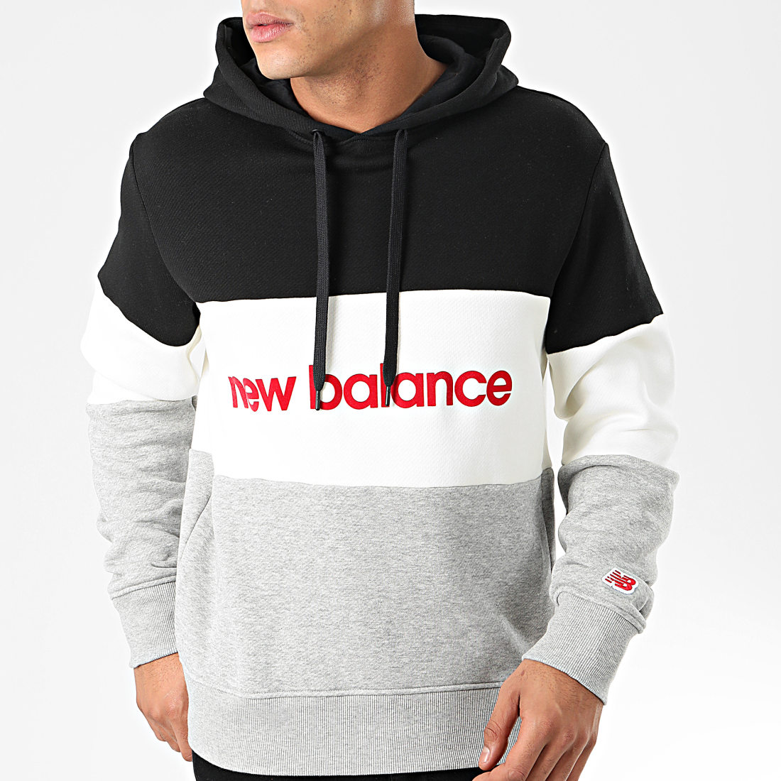 New Balance Sweat Capuche 742240 Noir Ecru Gris Chiné