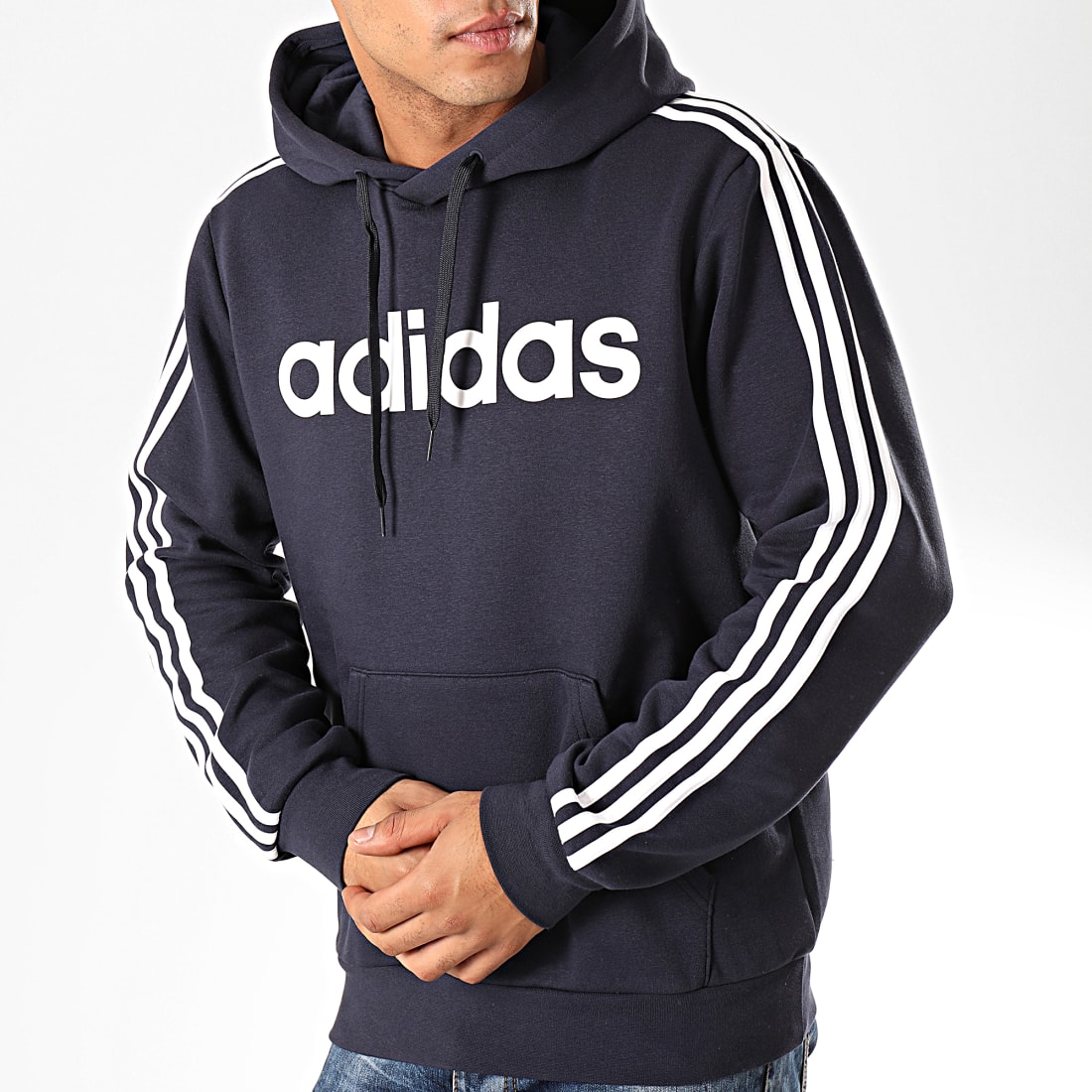 adidas - Sweat Capuche A Bandes Essentials PO DU0494 Bleu ...