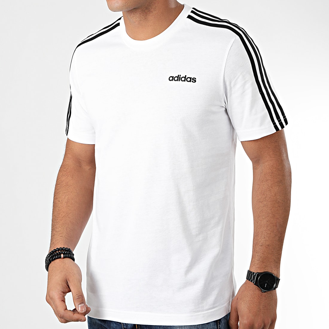 adidas - Tee Shirt Bandes Essential 3 DU0441 Blanc - LaBoutiqueOfficielle.com