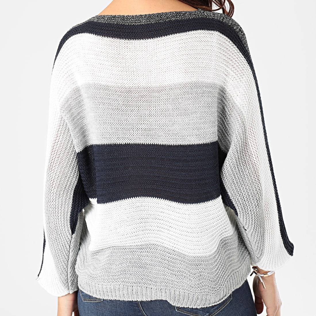 Girls Only - Pull Femme A Bandes PU48 Bleu Marine Blanc ...