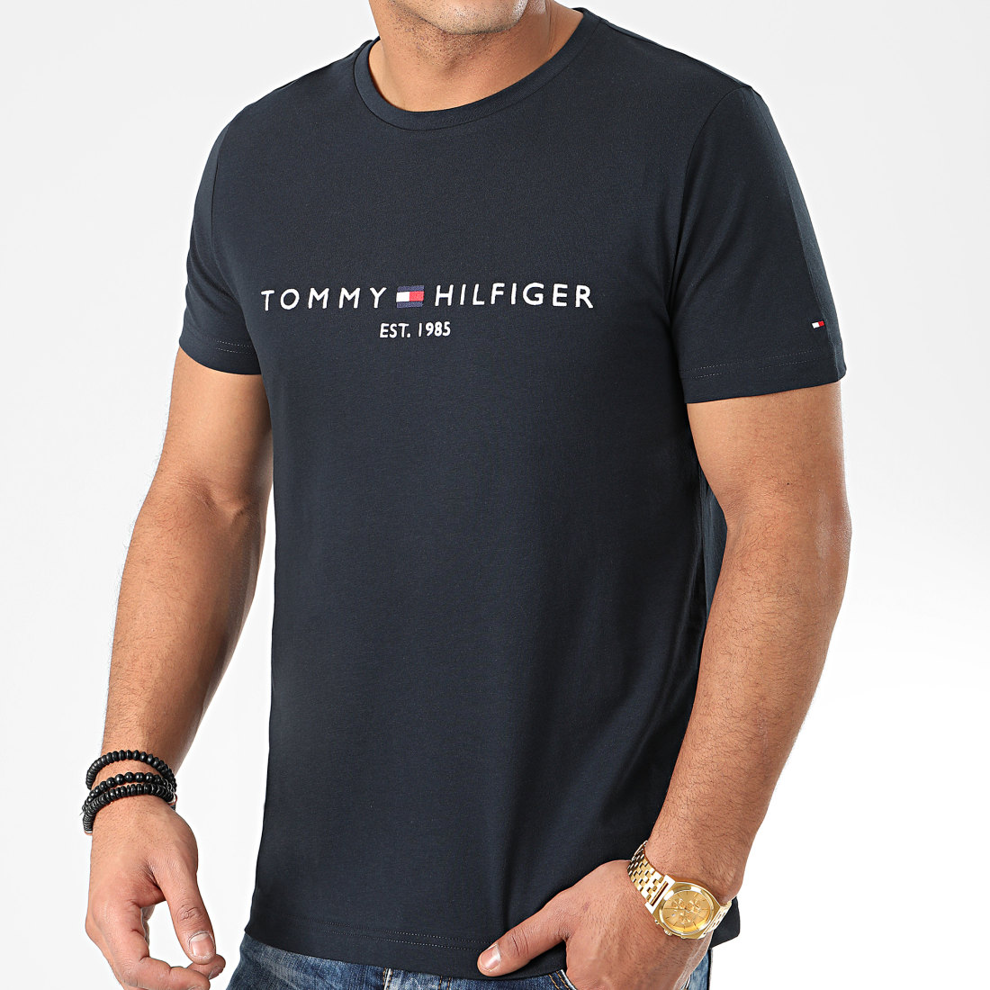 Tommy Hilfiger Tee Shirt Core Tommy Logo 1465 Bleu Marine