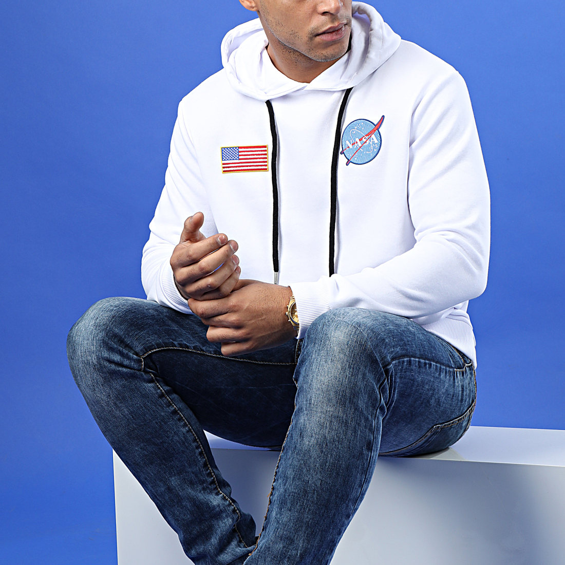 NASA - Sweat Capuche Patches Blanc - LaBoutiqueOfficielle.com