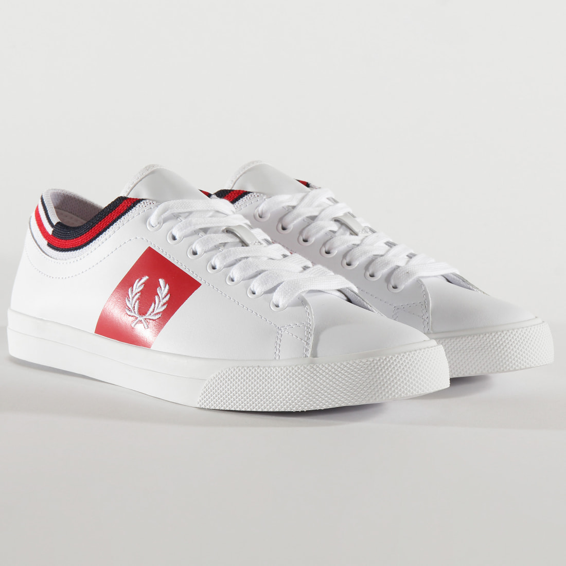 fred perry underspin leather trainers in white