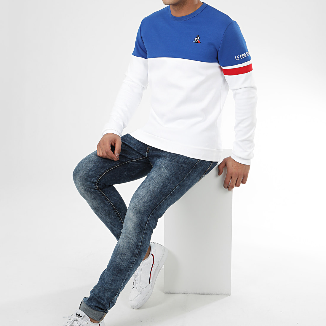 Le Coq Sportif - Sweat Crewneck Tricolore N1 2010434 Blanc ...