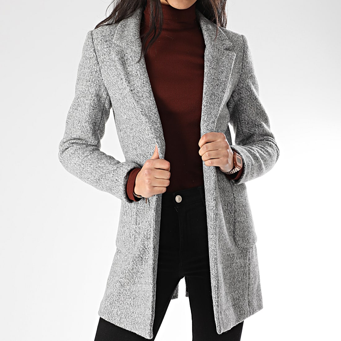 manteau gris femme solde