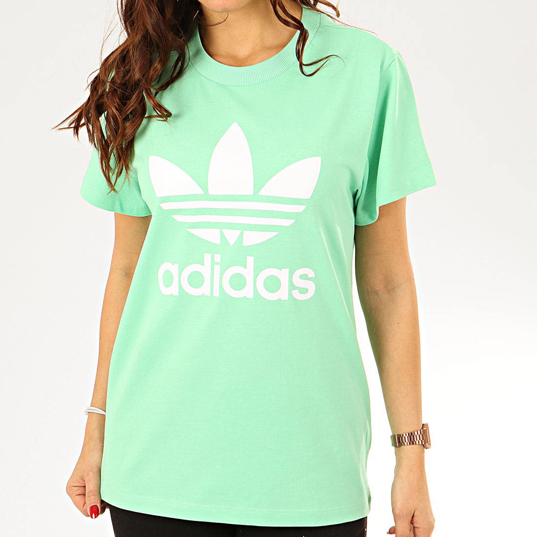 adidas Tee Shirt Femme Boyfriend FM3316 Vert Blanc