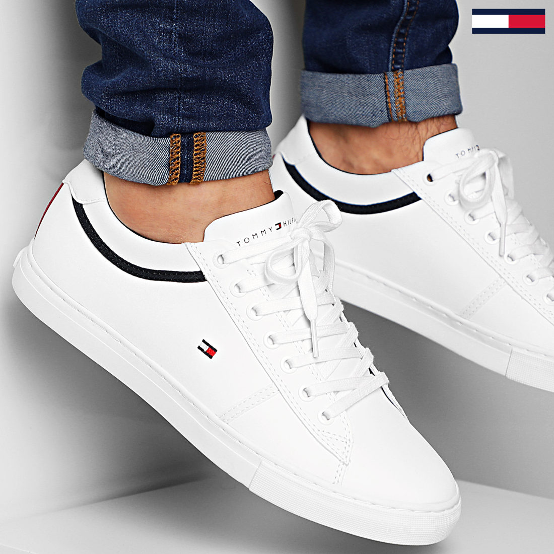 tommy jeans essential leather sneaker