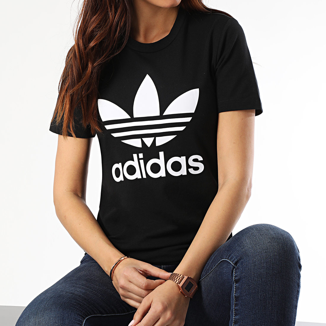Adidas Originals - Tee Shirt Femme Trefoil FM3311 Noir - LaBoutiqueOfficielle.com