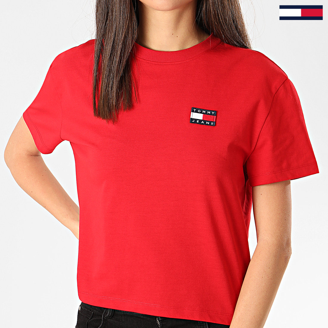 Tommy Hilfiger - Tee Shirt Femme Tommy Badge 6813 Rouge ...