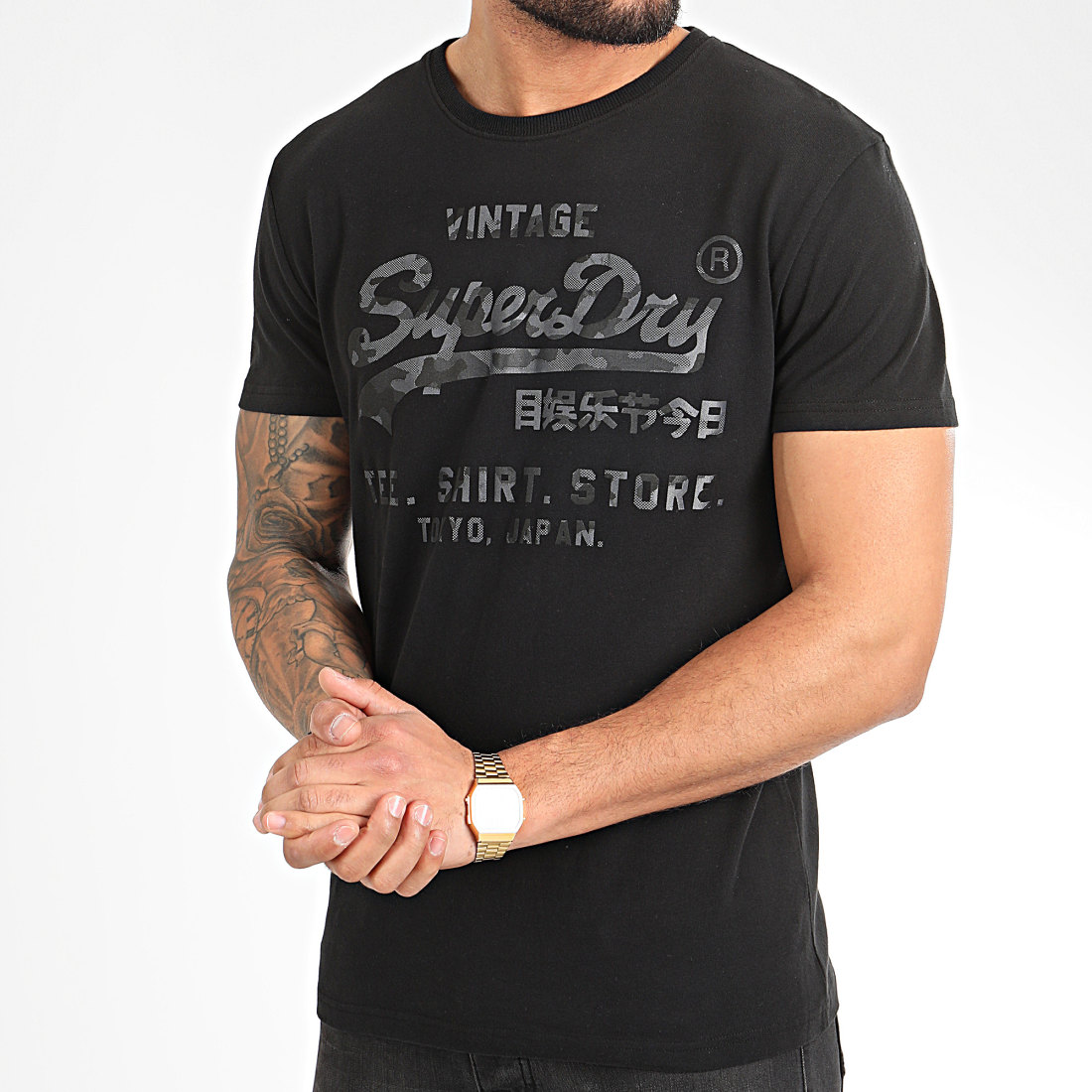 Superdry - Tee Shirt VL Shirt Shop Bonded M1010100A Noir ...