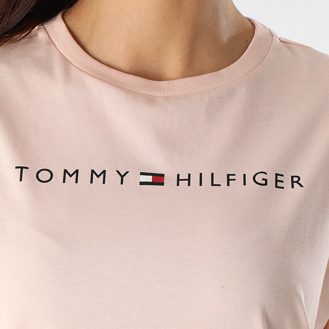 Tommy Hilfiger Robe Tee Shirt Femme RN Half Sleeve 1639 Rose Clair