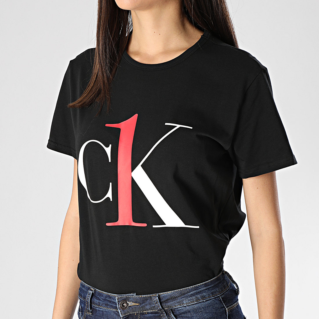 Calvin Klein - Tee Shirt Slim Femme QS6436E Noir ...