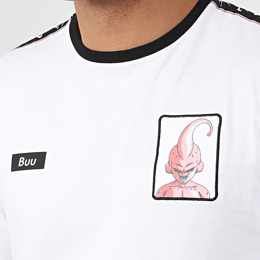 Dragon Ball Z Tee Shirt Manches Longues A Bandes Buu Blanc