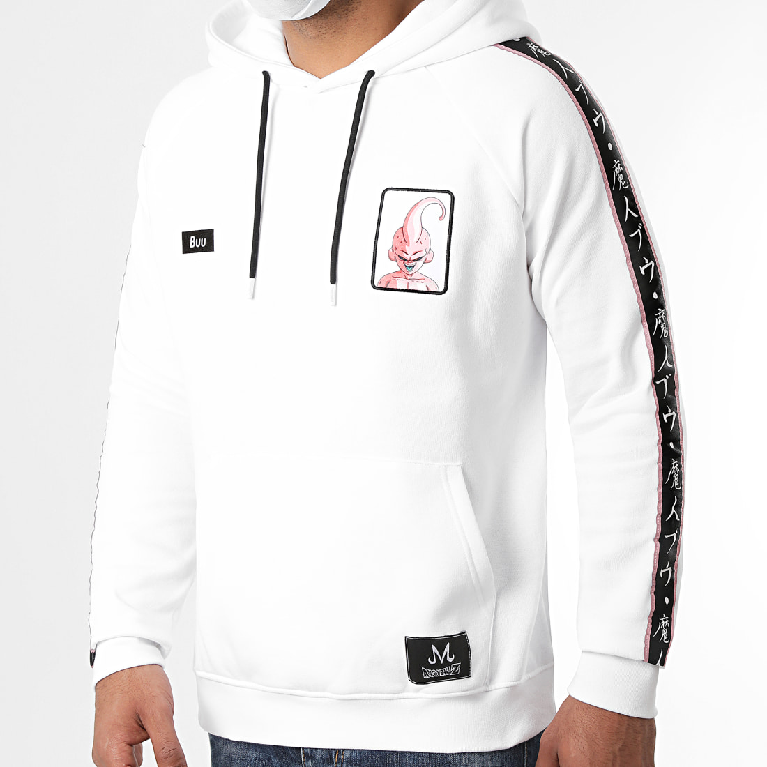 Dragon Ball Z - Sweat Capuche A Bandes Buu Blanc - LaBoutiqueOfficielle.com