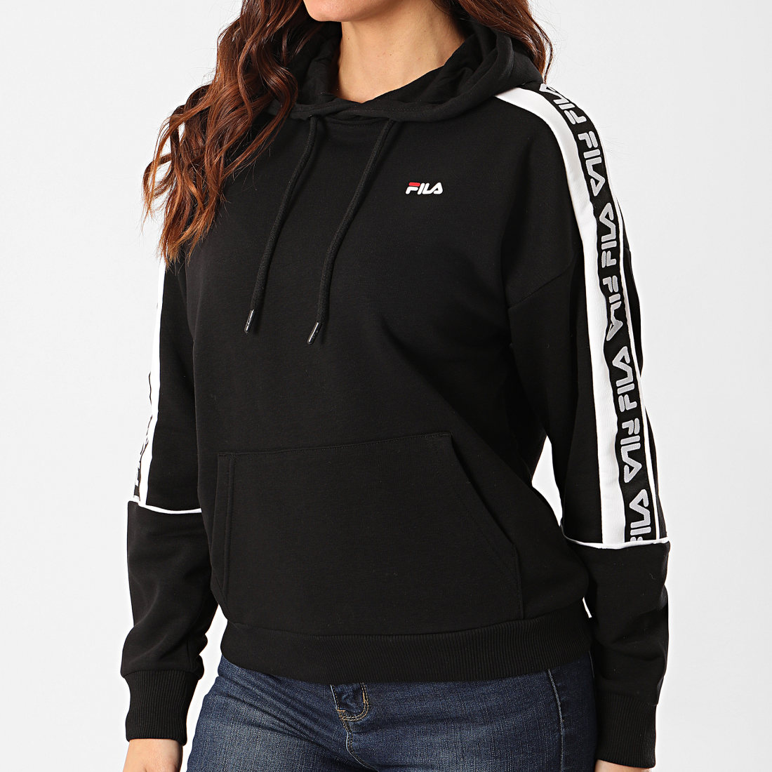 Fila - Sweat Capuche Femme A Bandes Tavora Noir ...
