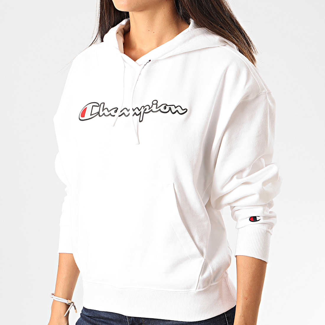 Champion - Sweat Capuche Femme 112638 Blanc ...