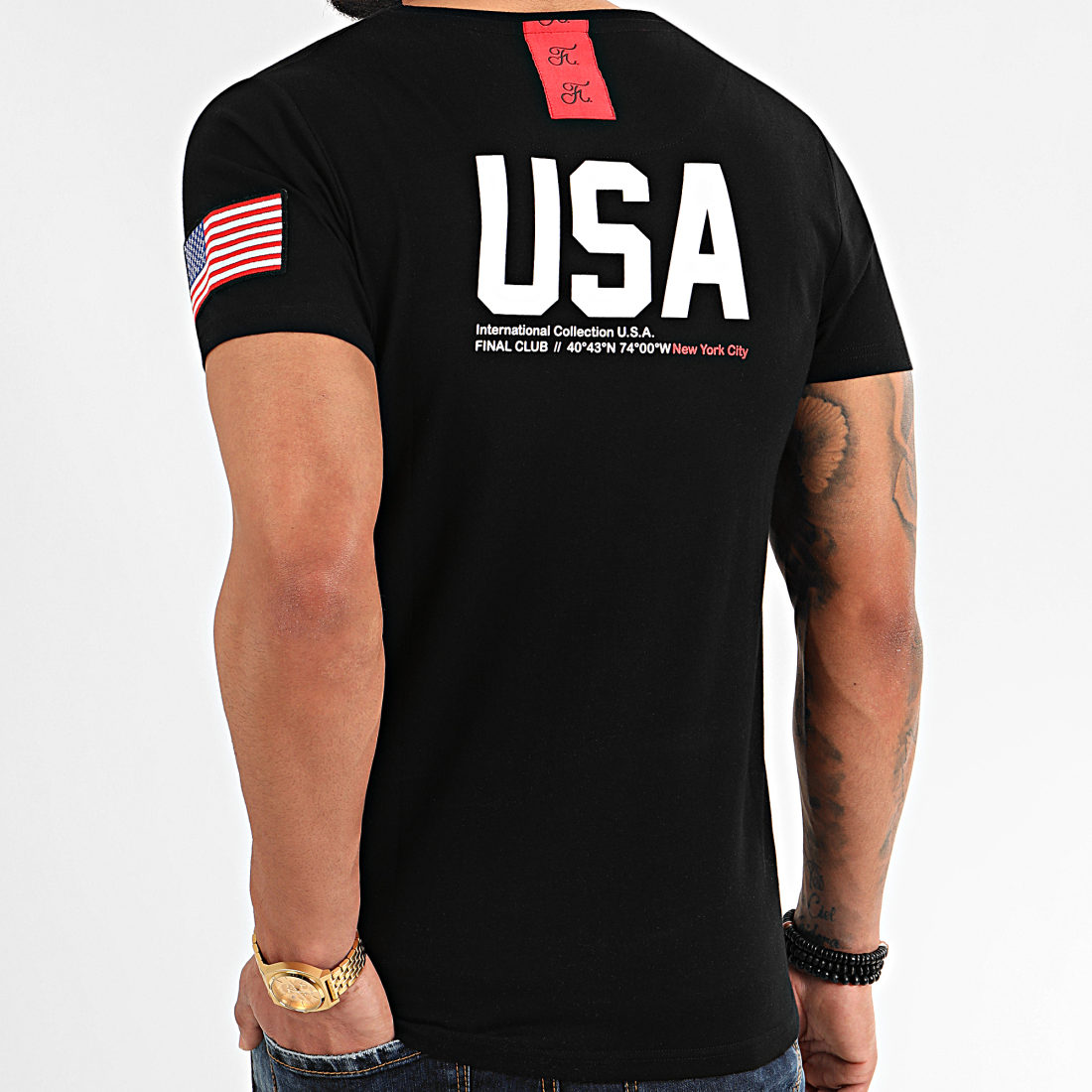 Final Club Tee Shirt Capsule USA Avec Patch Et Broderie 372 Noir