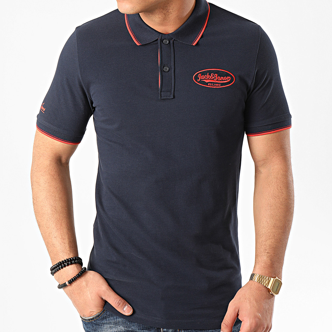 Jack And Jones Polo Manches Courtes Raydon Bleu Marine Jack And Jones Polo Manches Courtes Raydon Bleu Marine