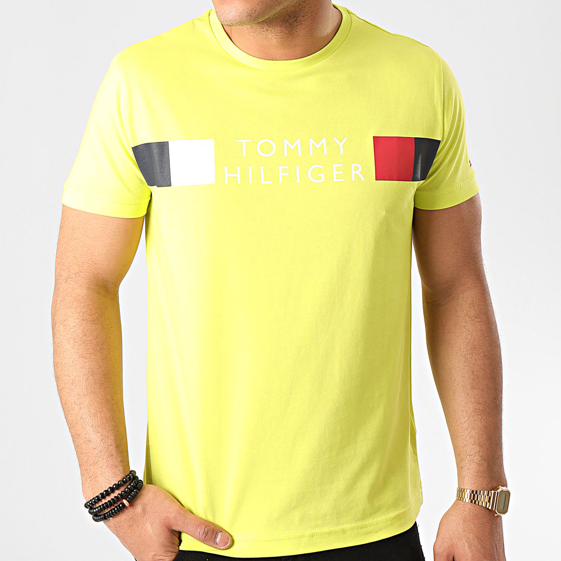 T shirt tommy sales hilfiger jaune fluo