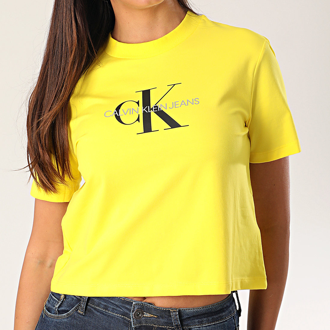 Calvin Klein Tee Shirt Crop Femme 213692 Jaune