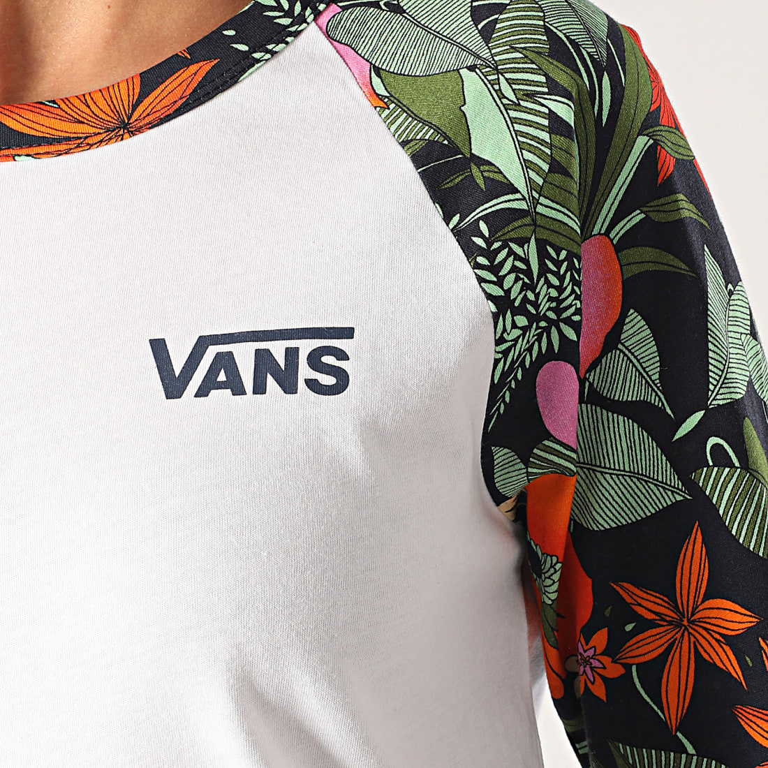 Vans Tee Shirt Femme Nursery A4DOI Blanc Bleu Marine Floral