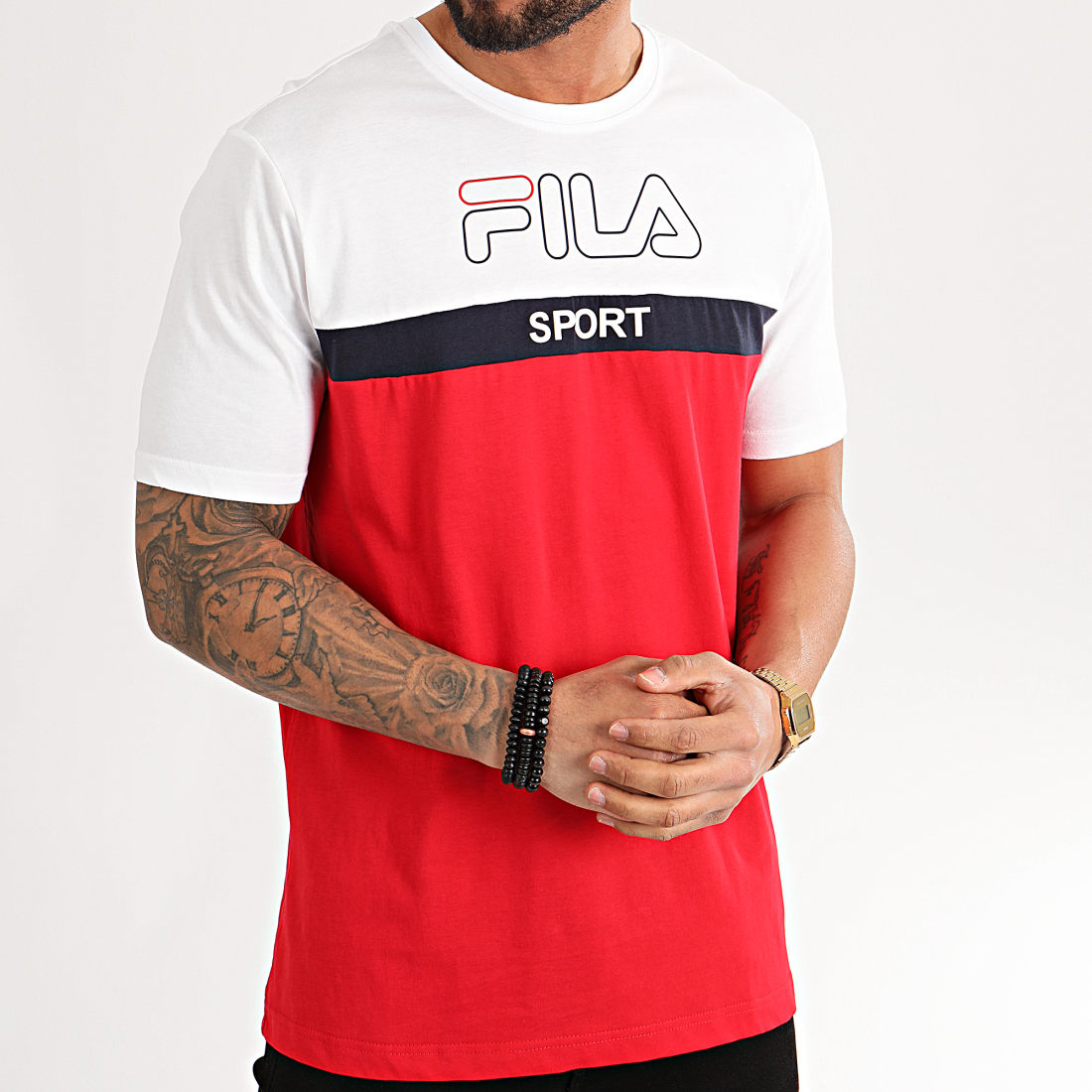Fila - Tee Shirt Lars 683084 Rouge Blanc ...