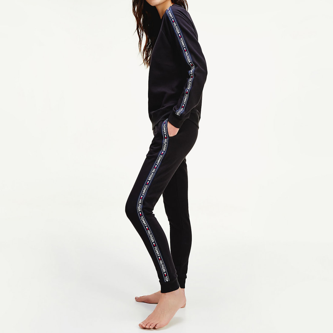 Tommy Hilfiger - Pantalon Jogging Femme A Bandes 0564 Noir ...