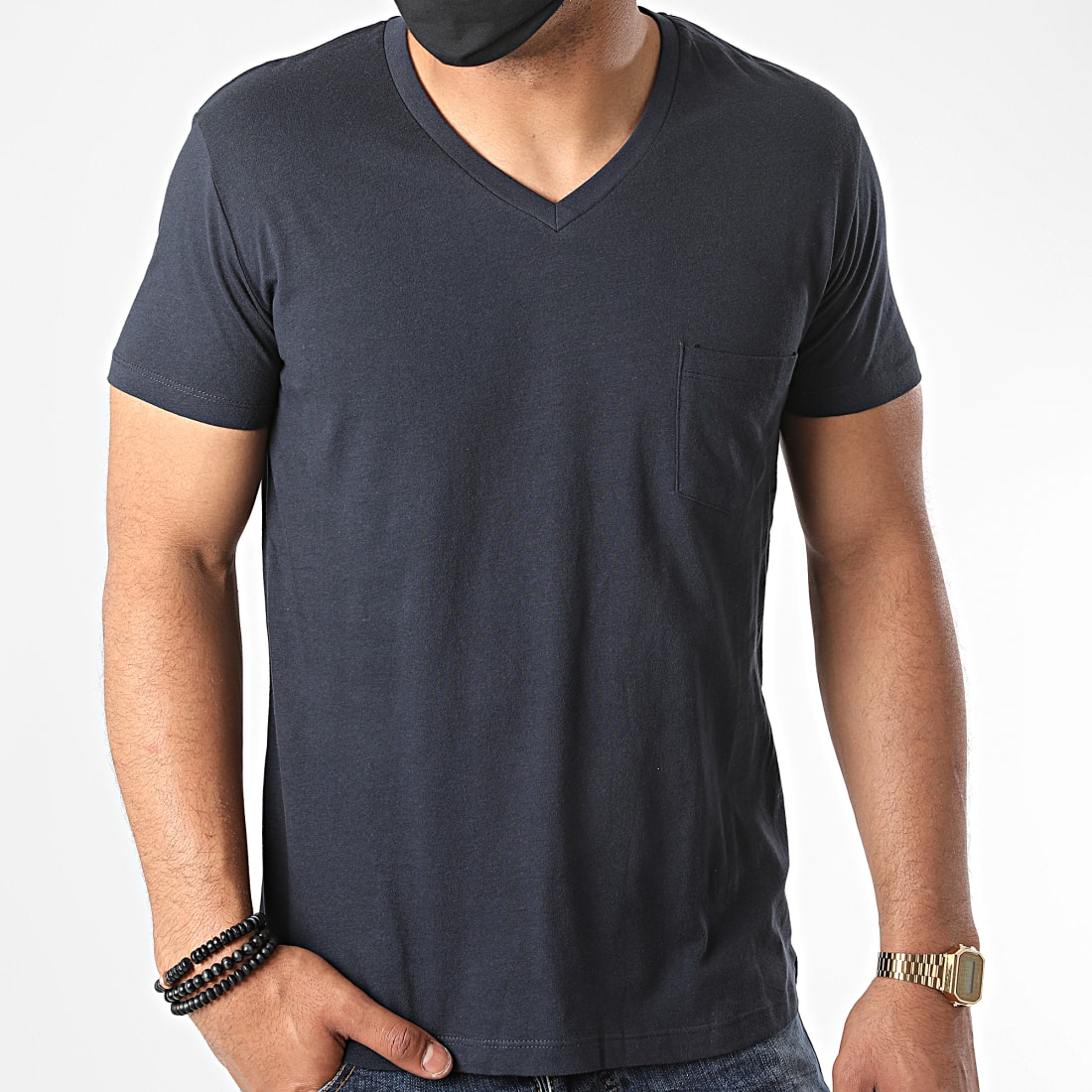 Urban Classics Tee Shirt Col V TB497 Bleu Marine