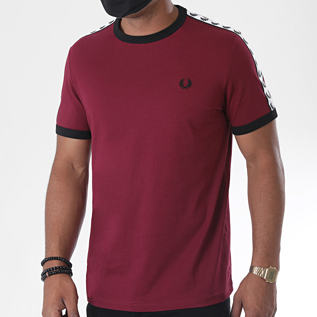  Fred  Perry  Tee  Shirt  A Bandes Taped  Ringer  M6347 