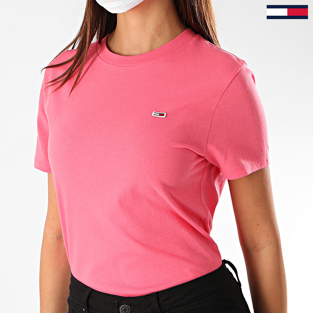 Tommy Jeans Tee Shirt Femme Tommy Classics 7036 Rose Fushia