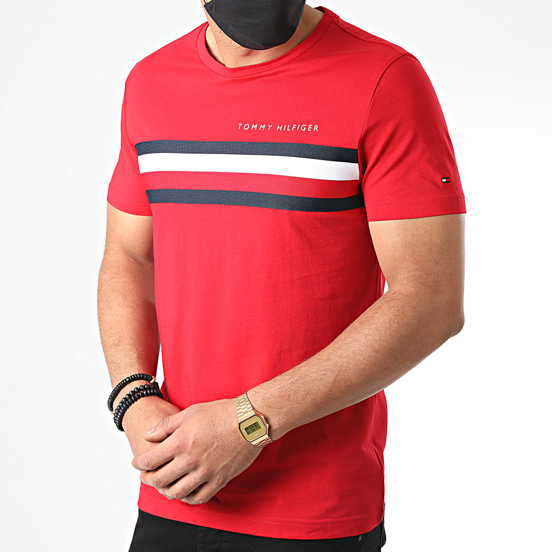 T shirt rouge tommy hilfiger deals