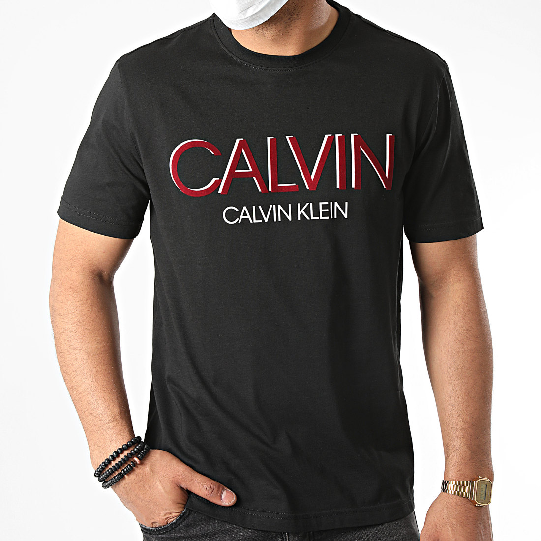Calvin Klein Tee Shirt Calvin Shadow Logo 5569 Noir