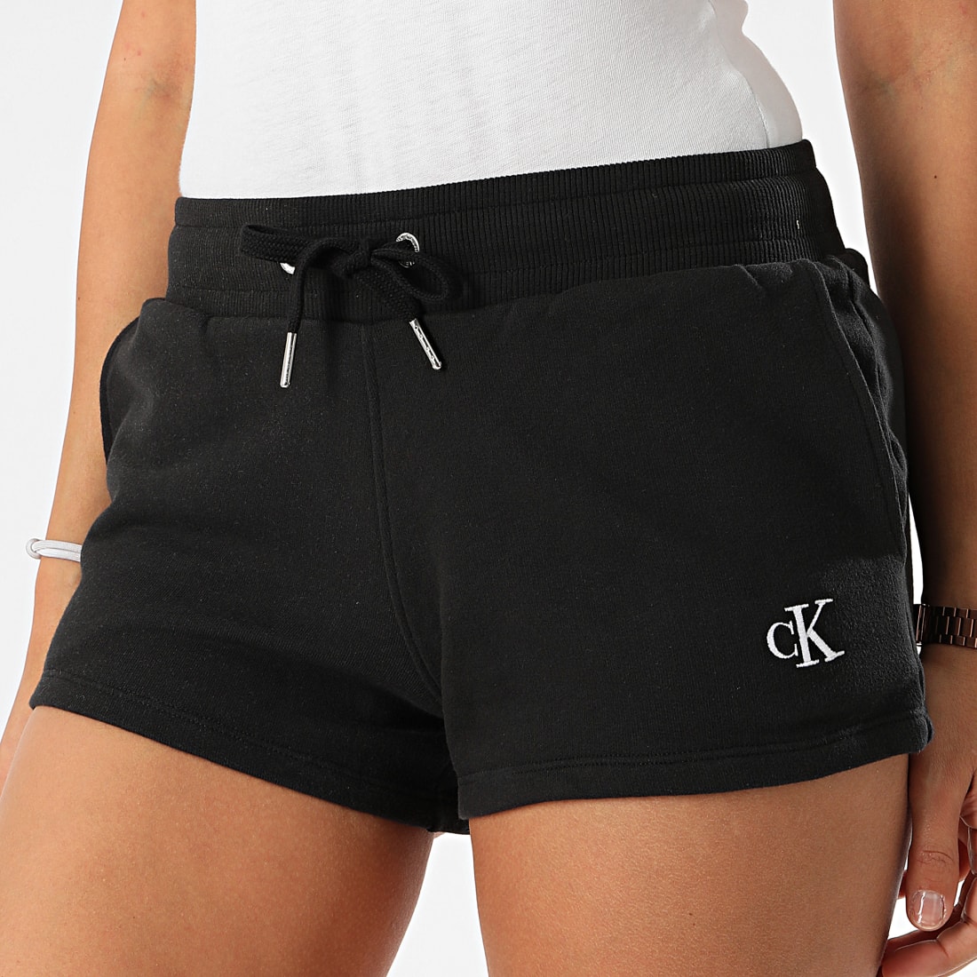Calvin Klein Short Jogging Femme Back Logo Knit 4177 Noir Calvin Klein Short Jogging Femme Back Logo Knit 4177 Noir