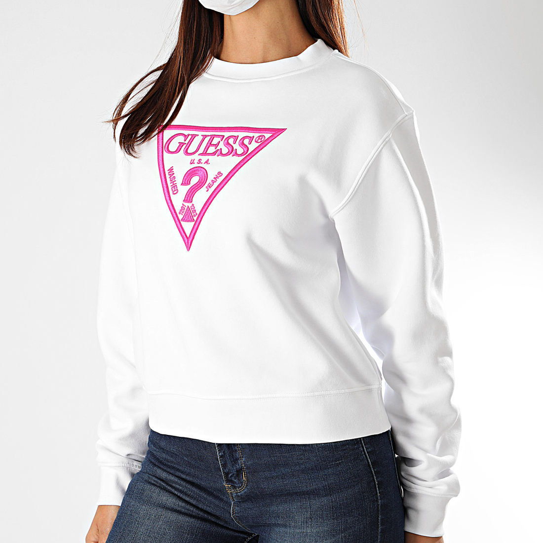 Guess Sweat Crewneck Femme W0YQ50K9Z20 Blanc