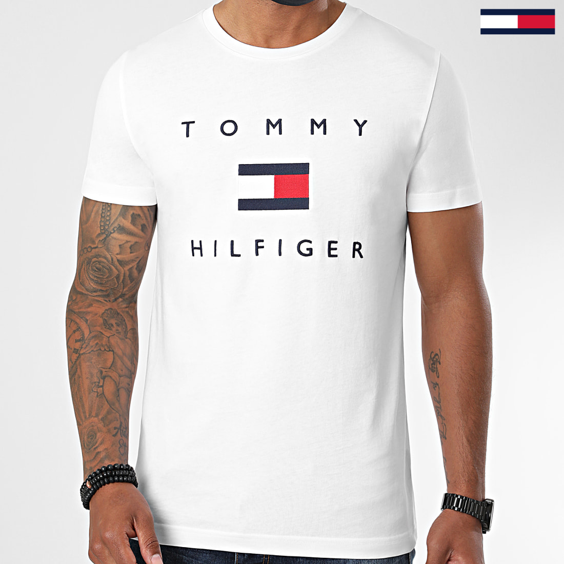 Tommy Hilfiger Tee Shirt Tommy Flag 4313 Blanc