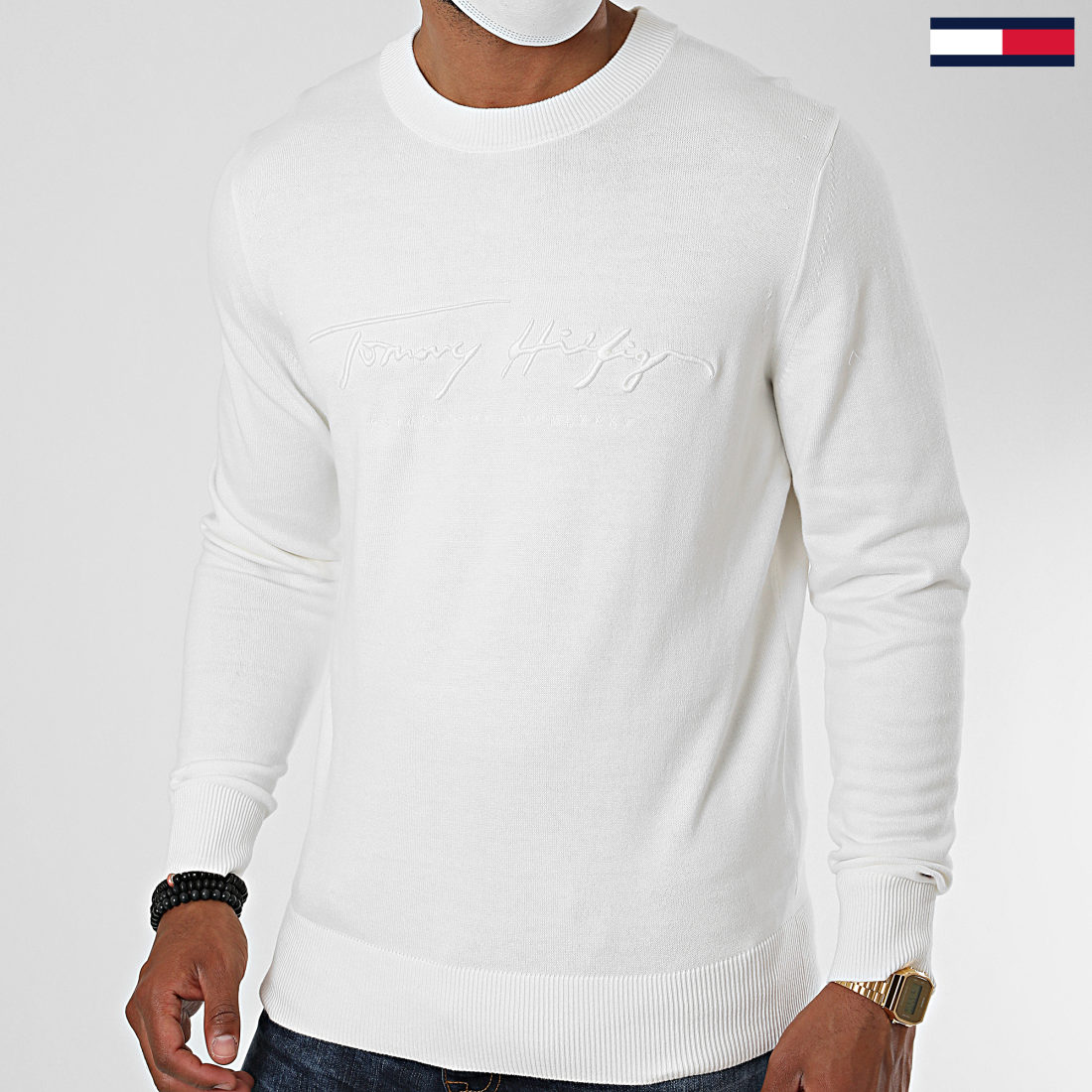 Tommy Hilfiger Pull Tonal Autograph 4421 Blanc Cass