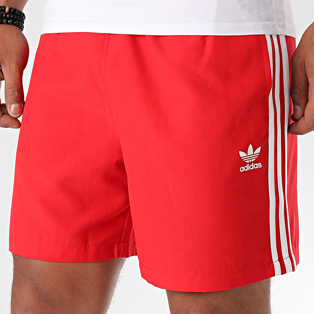 adidas - Short De Bain 3 Stripe GD9965 Rouge ...