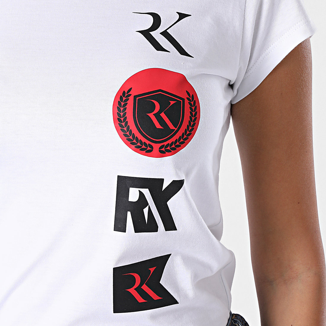 RK Tee Shirt Slim Femme Logo Patch Blanc