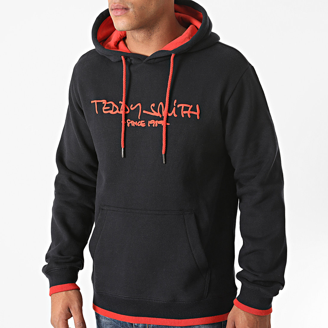 Teddy Smith - Sweat Capuche Siclass Bleu Marine Orange ...