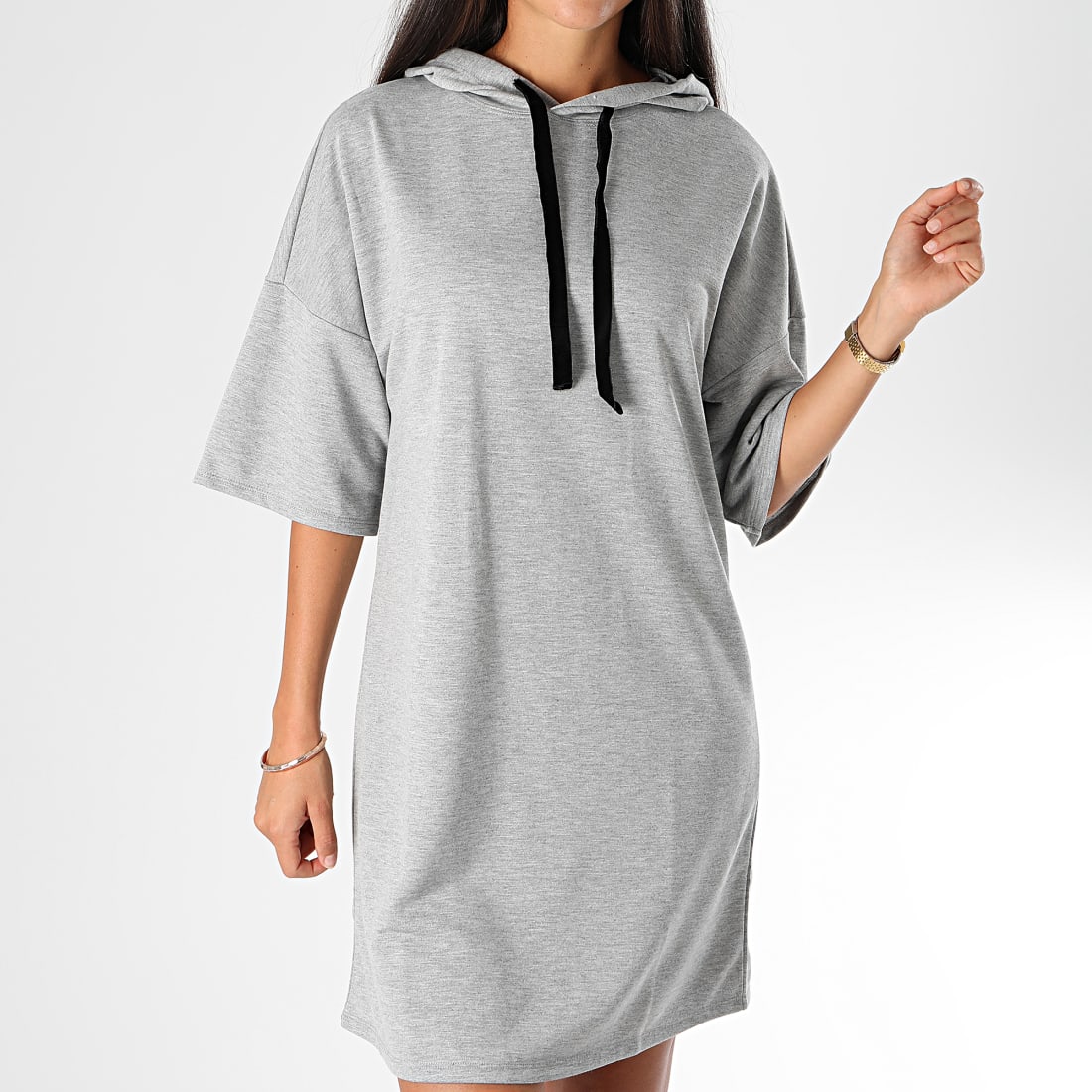 Only Robe Sweat Capuche Femme Dawn Gris Chiné