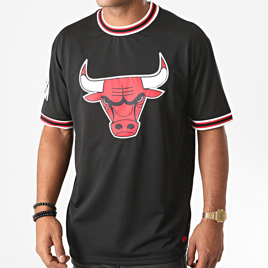 New Era - Tee Shirt De Basketball NBA Oversized Applique Chicago Bulls