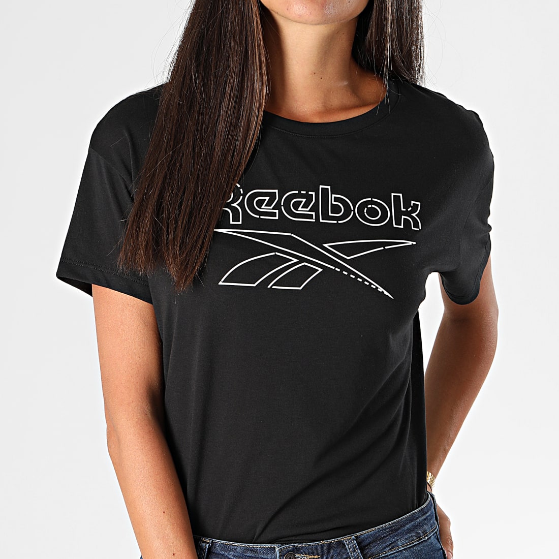 Reebok T Shirt Women's
 Reebok Tee Shirt Femme Workout Ready Supremium Big Logo FT0955 Noir