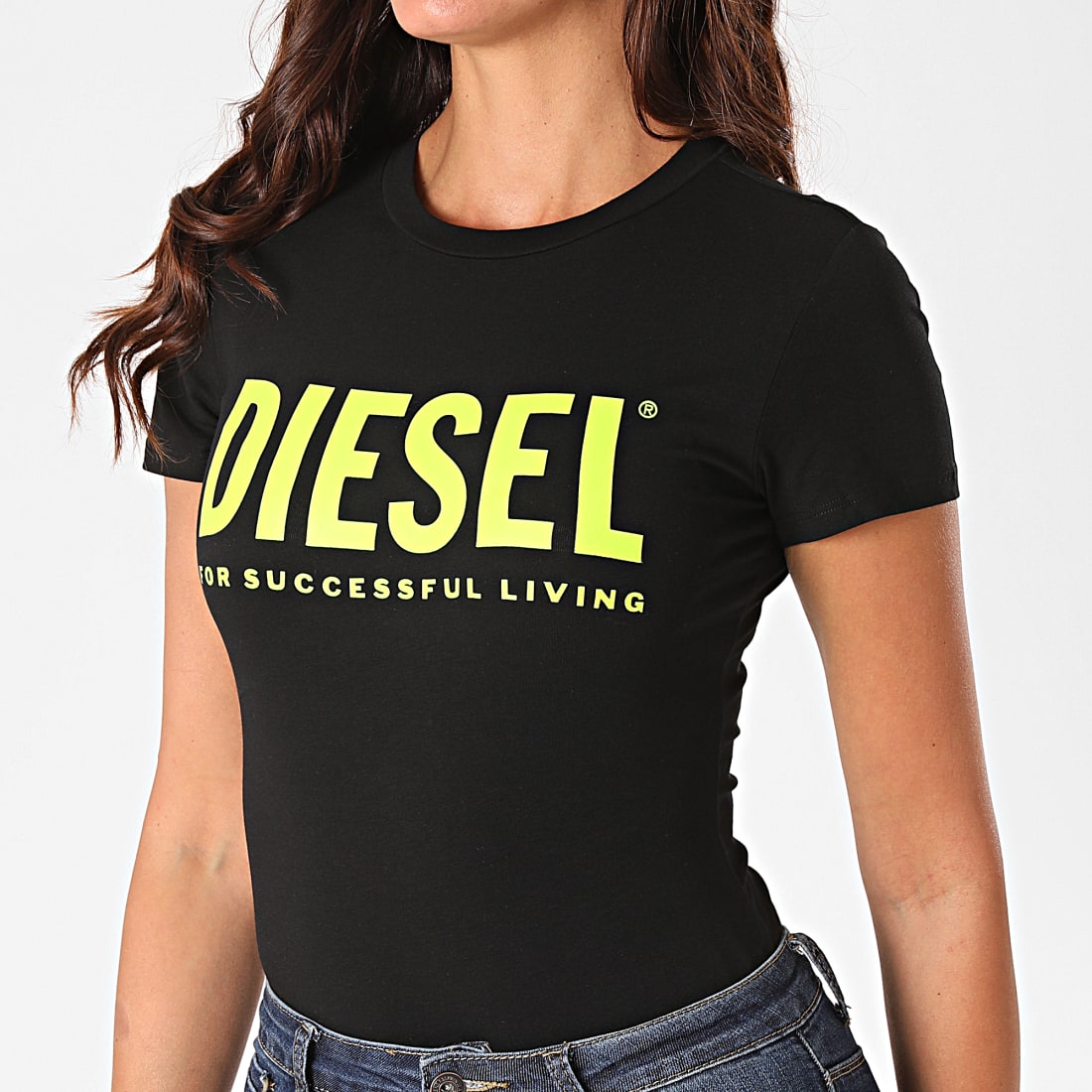 Diesel Body Tee Shirt Femme 00SHMI0WAWG Noir Vert