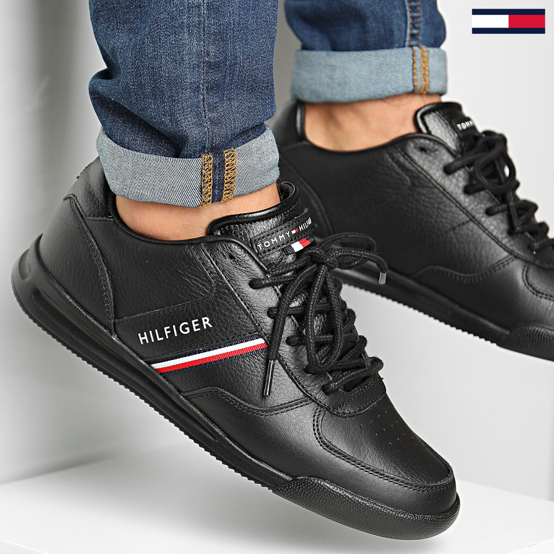 Tommy hilfiger lightweight leather mix sneaker